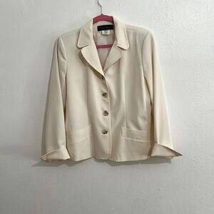 Vintage Harve Bernard Cream 4 Button Rounded Collar Cuffed Blazer Jacket Size 8